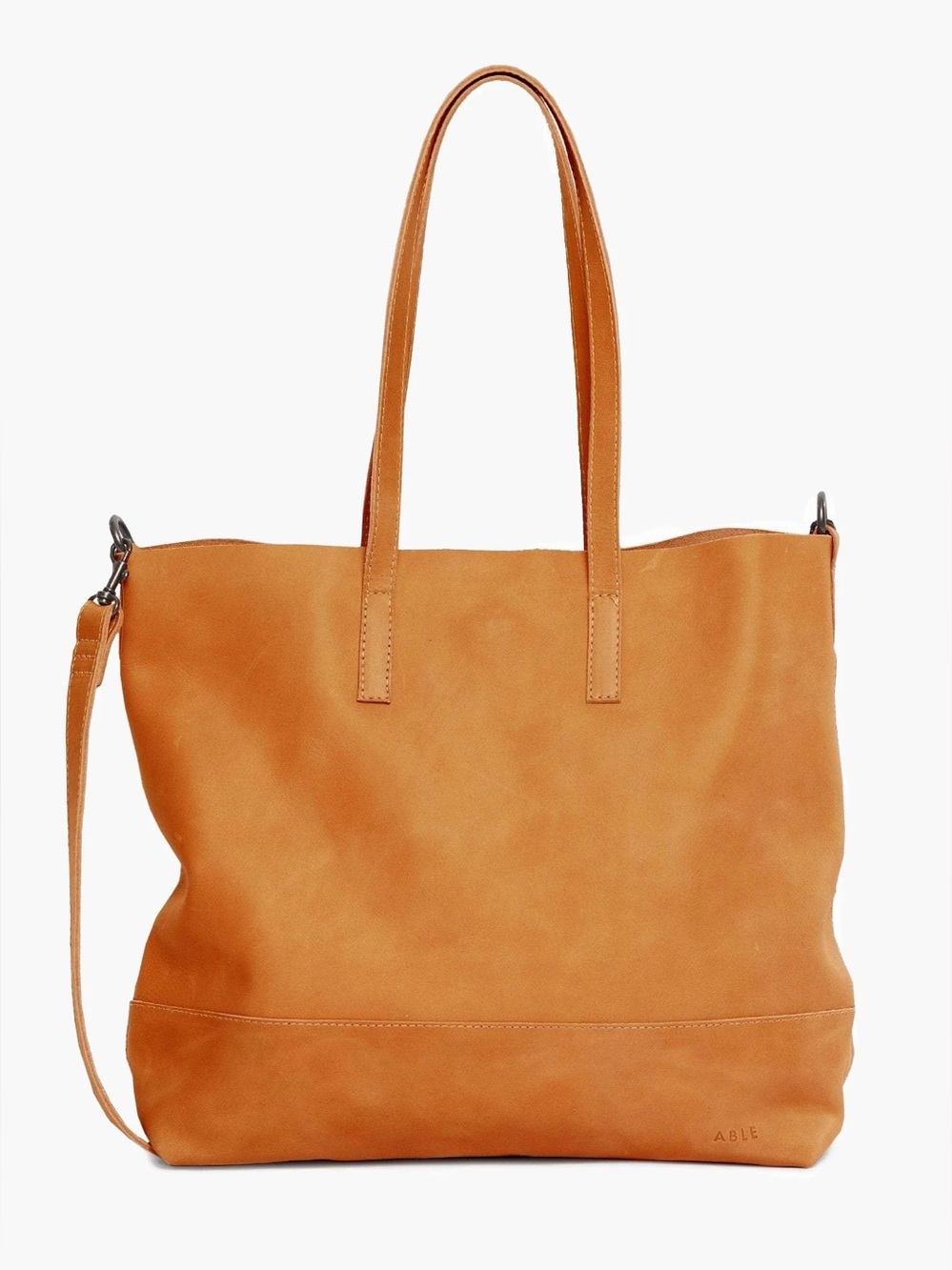 Able Abera Leather Tote Bag in Cognac with Removable Crossbody Strap